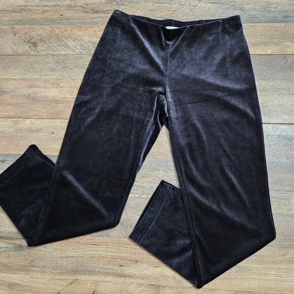 J. Jill PureJill Crushed Velvet Black Velour Pull On Mid Rise Pants Small Petite - Picture 3 of 9